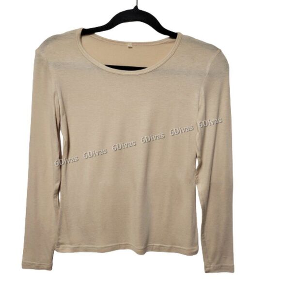 𝅺CREAM Beige Long Sleeve Blouse Top - Picture 3 of 4